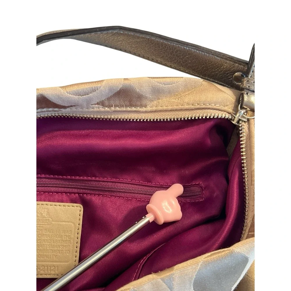 Coach‎ Madison 21121 Shoulder Bag Op Art Sateen Isabelle Fabric Purse Beige